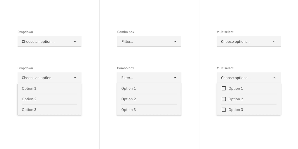 Fixed dropdown variant examples