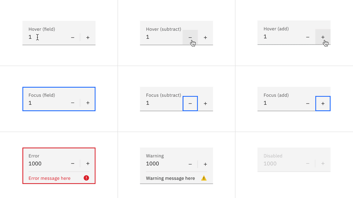 Fluid number input interactive states